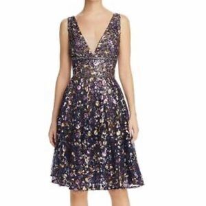 BRONX & BANCO Floral Sequin Embroidered Lace BARBARA Fit Flare Midi Dress.